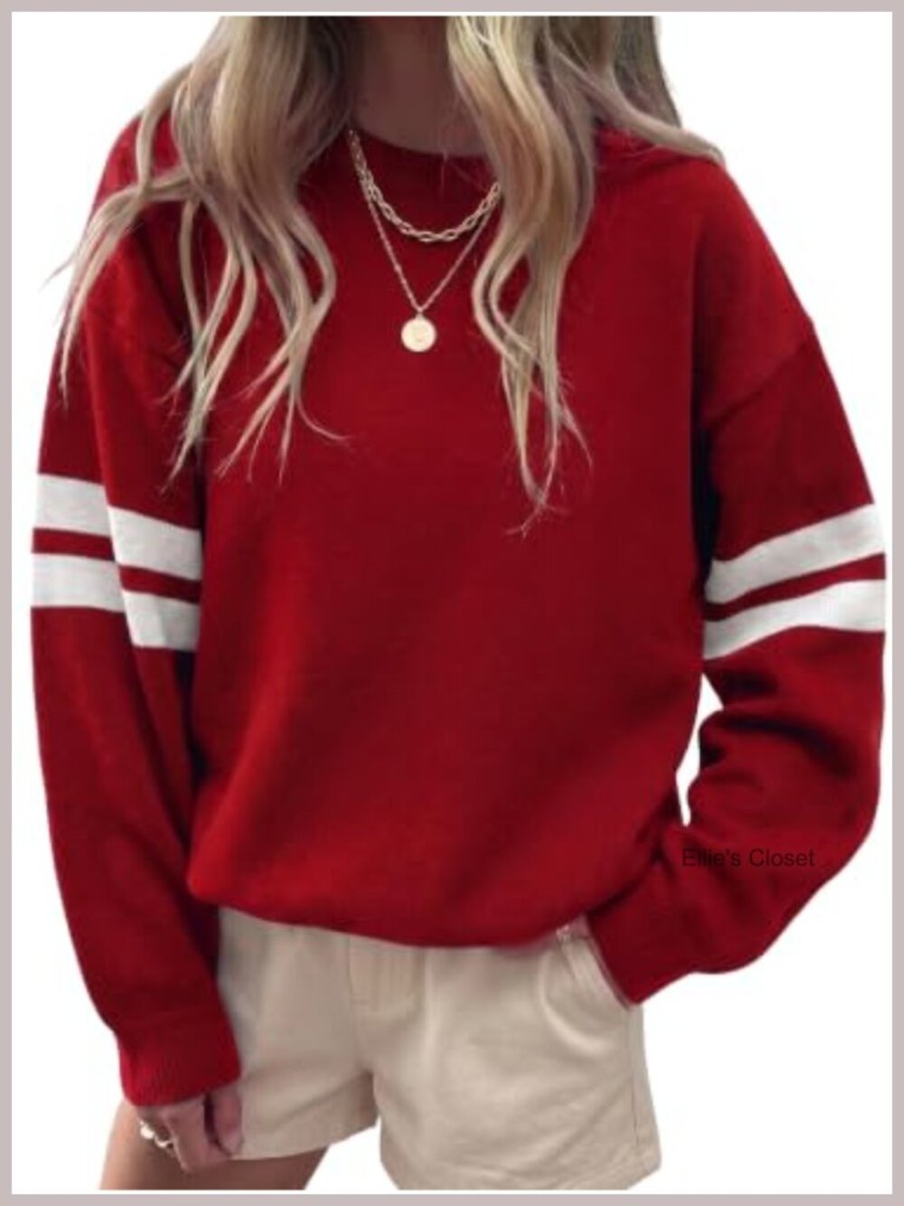 Striped Oversized Crewneck Pullover Sweater Knit Varsity